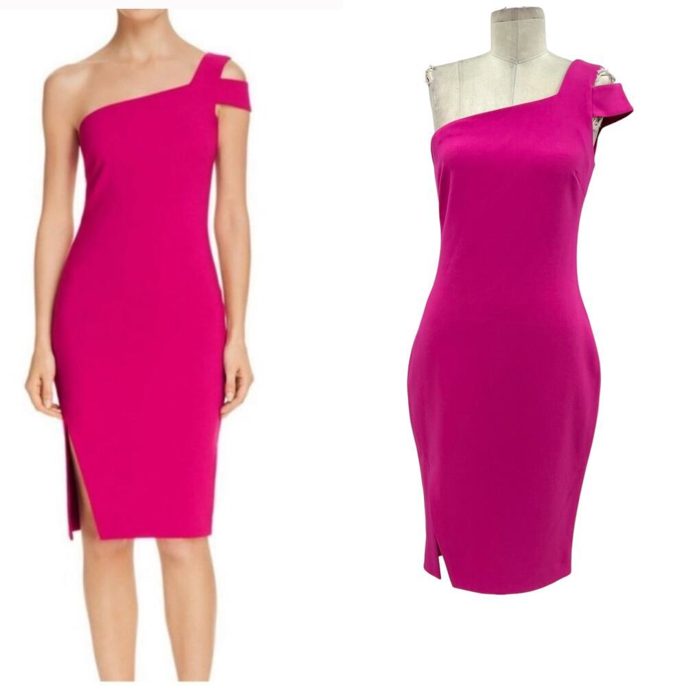 Likely Packard One Shoulder Bodycon Sheath Dress Pink Size US 6